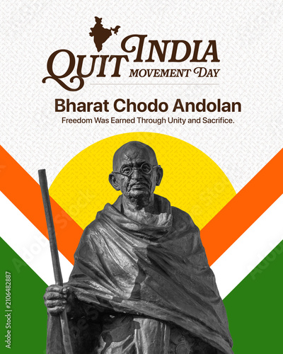 Quit India Movement Day Poster Design | Bharat Chhodo Andolan Patriotic Social Media Template