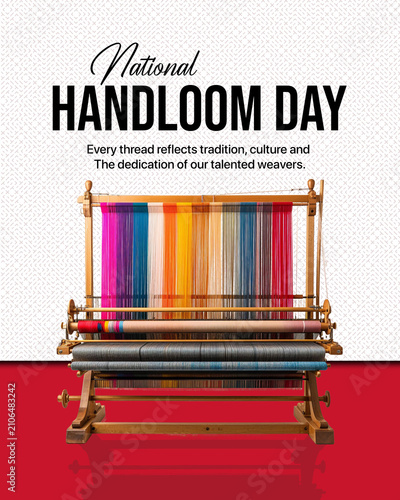 National Handloom Day Poster Design | Indian Handloom Heritage Social Media Template