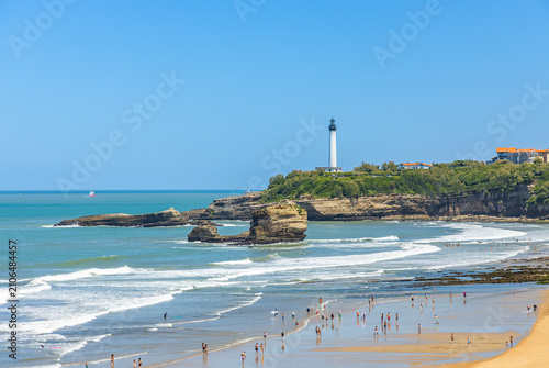 Canvas Print Lighthouse and Pointe Saint Martin headland in Biarritz, France