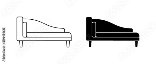 Cuadro en lienzo Chaise Lounge Icons, Elegant Sofa Vector Graphics, Modern Furniture Silhouette