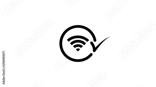 Wifi connection success animated icon graphic symbol for wireless internet status display.