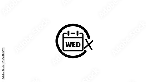 Wednesday calendar cross mark motion graphic animation, perfect for time-off or holiday notice.