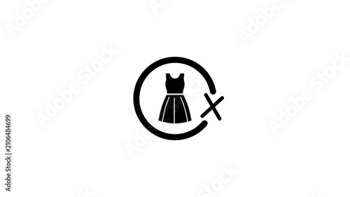 Animation of dress icon on white background, fashion and style concept, seamless loop.