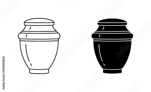 Obraz na płótnie Funeral Urn Vector Icons, Cremation Keepsake Vessel, Memorial Ash Container, Gri