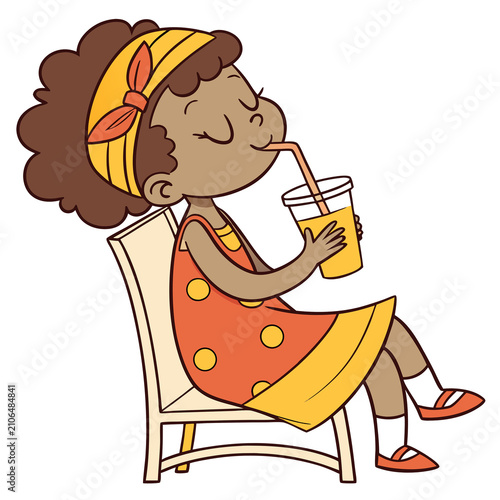 little girl drinking orange juice