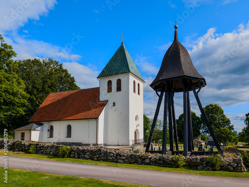 Dannike Church with freestanding bell tower in Västra Götaland, Sweden