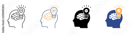 Inspiration Think Head Idea Development Logic Icon Set Vector Illustration