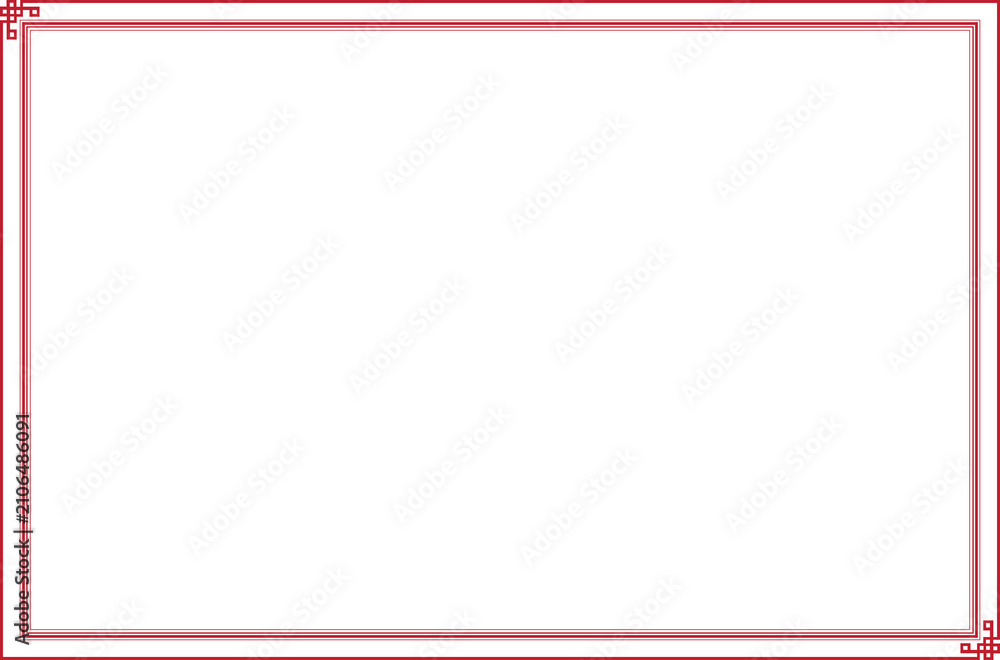 Obraz premium Chinese New Year Traditional Red Line Frame Background. 4