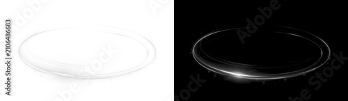 Canvas Print Bright white glowing circle with a luminescent yellow light and sparkling energy, isolated on a transparent PNG image