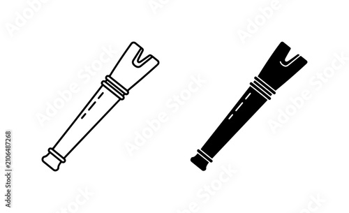Crowbar Icon Set, Black and White Tool Vector Graphics, Industrial Equipment Symbols