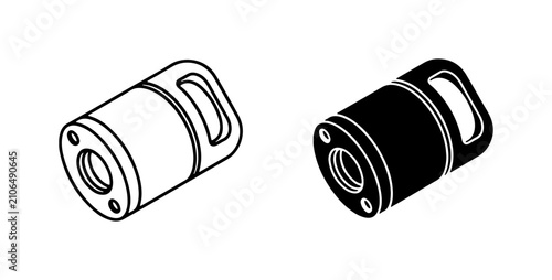 Cylindrical Object Icons, Simple Geometric Shapes, Industrial Components, Vector Art