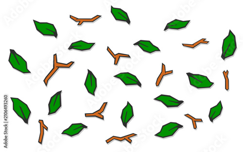 Minimalist background with some twigs and little leaves
