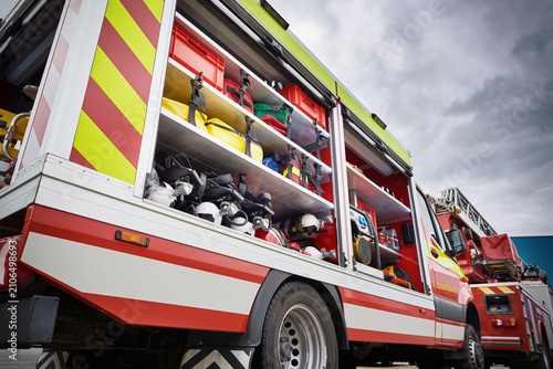 Open Fire Rescue Truck with Emergency Equipment Compartments