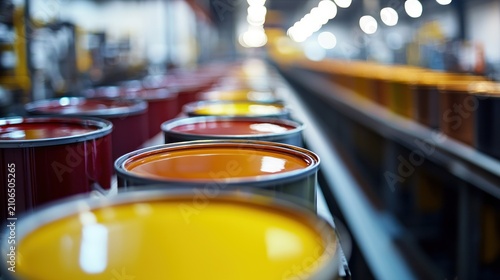 Paint cans on production line