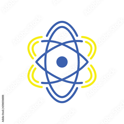 Flat Scientific Atom Vector Icon for Physics, Chemistry and Research