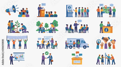 Konstfotografi Professional Team Meetings and Collaboration Icons.