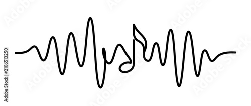 Fotografía Soundwave with Music Note Abstract Line Art