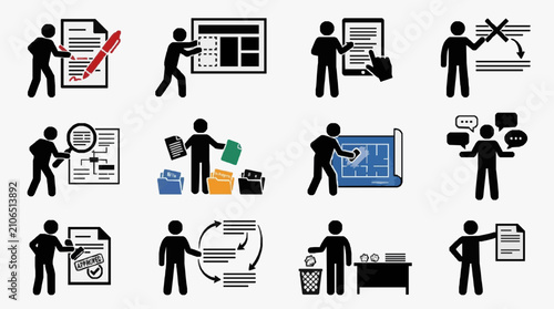 Cuadro en lienzo Office Workflow Process Icons.