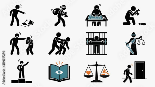 Konstfotografi Symbolic Justice and Legal Struggles Icons.