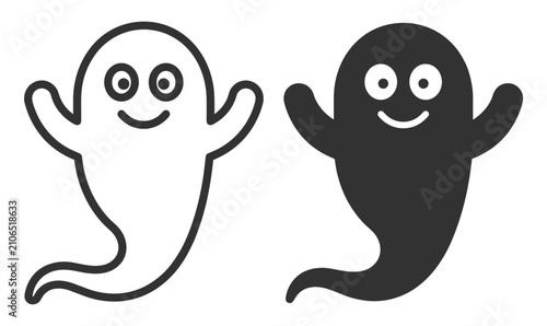 Bild auf Leinwand cartoon ghost icons in outline and solid style on transparent background