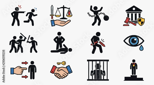 Photos Symbolic Icons of Justice and Society.
