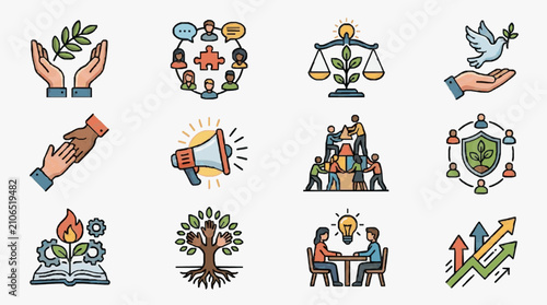 Fotografia Symbolic Icons of Social Values.