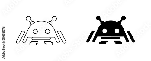 Obraz na plátne Retro Alien Invader Icons, Space Game Character Vector Art, Vintage Sci-Fi Symbo