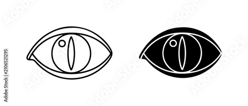 Billede på lærred Mysterious Eye Icons, Black and White Vector Graphics, Reptilian Pupil, Vigilanc
