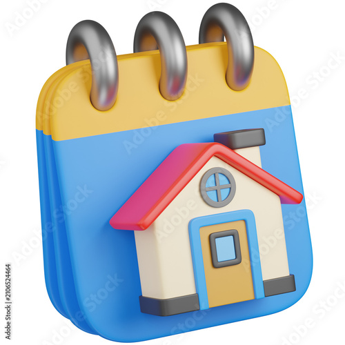 фотографія 3D render Calendar with House, house appointment date  Icon