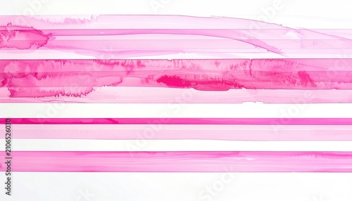 Soft pink watercolor strokes form horizontal bands across a white background, creating a minimalist yet artistic aesthetic