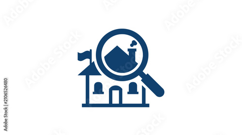 Fotografie Magnifying glass over a house icon.