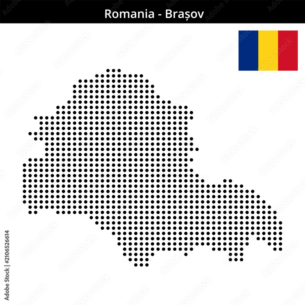 Fototapeta premium Map of Romania region Brașov in medium size dots