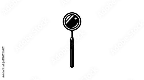 Foto Magnifying glass with handle closeup.