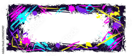 Vibrant Grungy Abstract Border Frame with Neon Colors