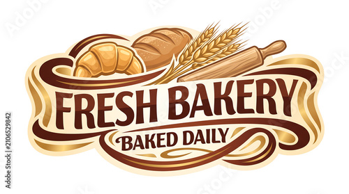 Bakery sign features fresh bread and wheat in a vintage style.