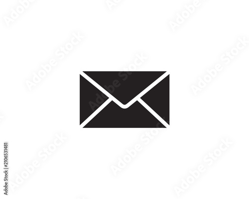 PrintClosed white envelope icon on black background. Minimalist mail or email symbol for communication and messaging.
