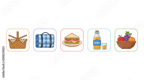 Cuadro en lienzo Vibrant picnic essentials for an enjoyable outdoor meal.