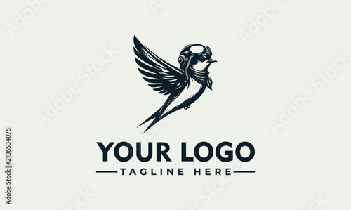 Foto Vintage Swallow Bird Aviator Emblem Illustration for Aviation and Travel Brand I