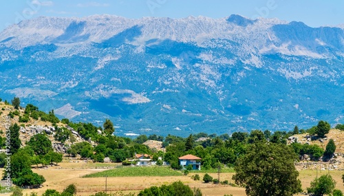 Canvas Print Antalya, Turkey - July 18, 2026: Panoramic view of the mountains in Selge near M