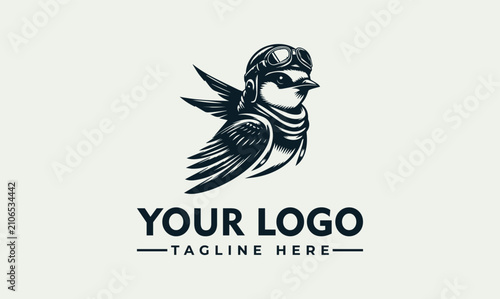 Tableau sur toile Vintage Swallow Bird Aviator Emblem Illustration for Creative Logo Branding and