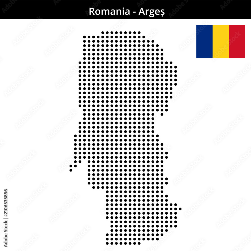 Obraz premium Map of Romania region Argeș in medium size dots