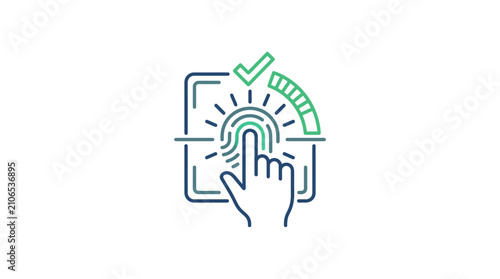 Biometric fingerprint verification and security access icon