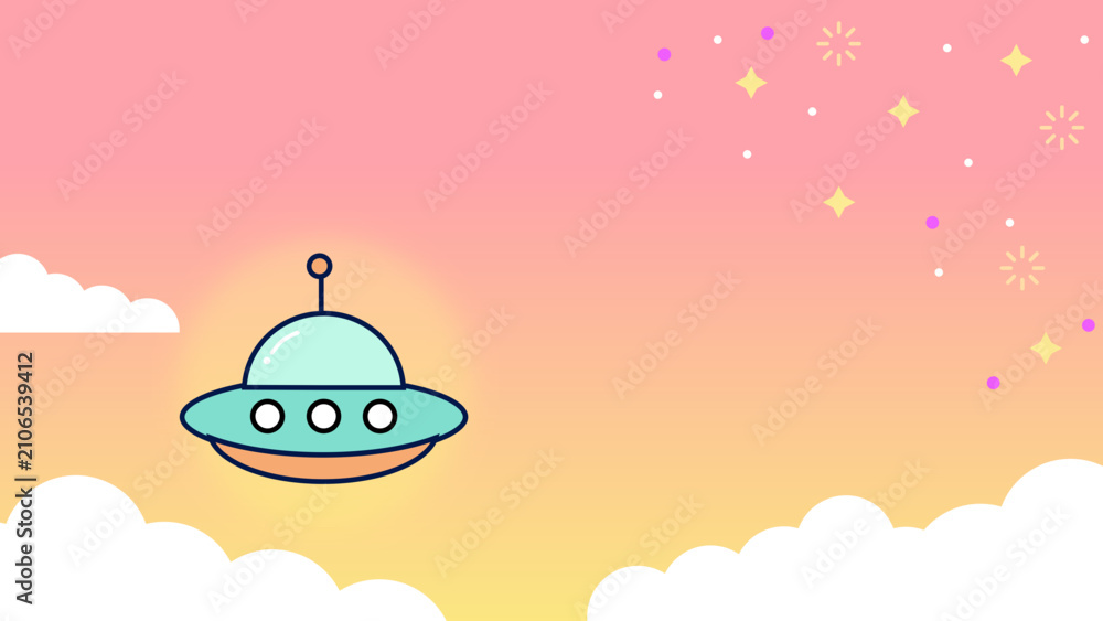 Fototapeta premium Alien UFO Flying Saucer Icon Minimalist Vector Design of Extraterrestrial Spacecraft