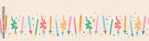Fun hand drawn party seamless background with birthday candles, great for birthday parties, textiles, banners, wallpapers, wrapping - vector design