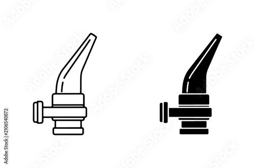 Tableau sur toile Saxophone mouthpiece vector icon, musical instrument accessory, black and white