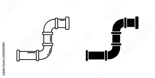 Plumbing Pipe Icons, Industrial Connection Elements, Water System Components, Construction Line Art