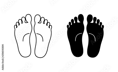 Bild auf Leinwand Human Footprints, Soles, and Toes Icons: Black and White Vector Graphics for Hea