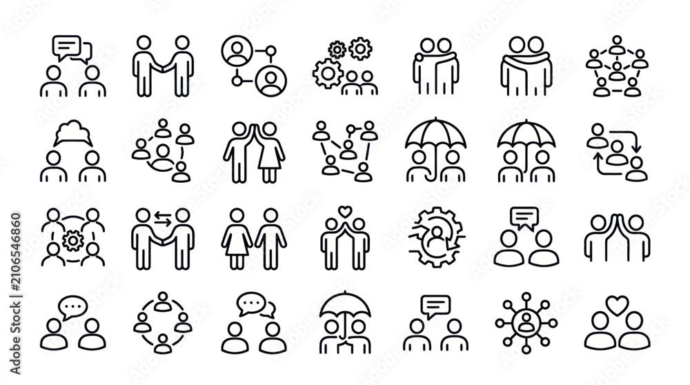 Fototapeta premium Corporate teamwork and human resources management icons.