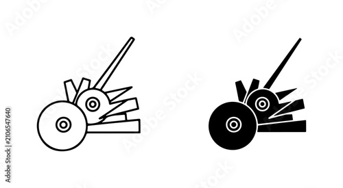 Obraz na płótnie Agricultural Machine Icon, Farming Equipment Vector, Rustic Tiller Silhouette, S