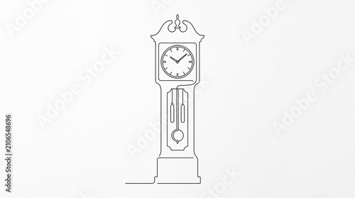 Elegant grandfather clock outlined on a minimalist background  